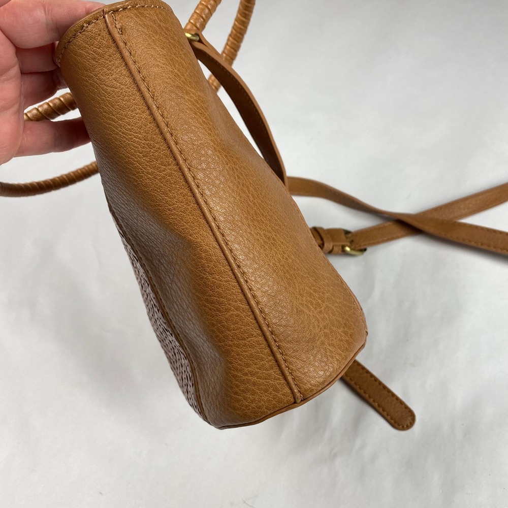 Anthropologie Tobacco Mini Crossbody Purse Brown Textured - Picture 8 of 16